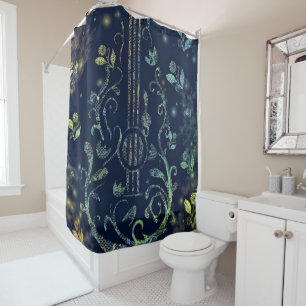 Flowers Guitar Shower Curtain
