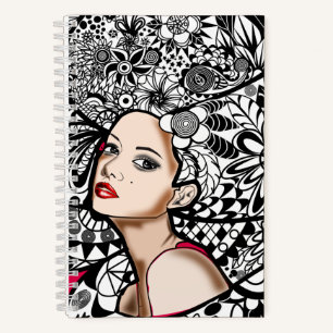 Flowers Hair Lady Notebook