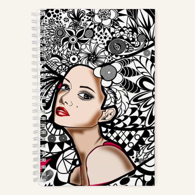 Flowers Hair Lady Notebook (Front)