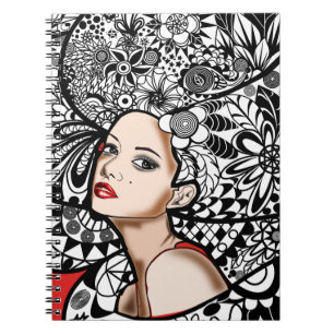 Flowers Hair Woman Notebook