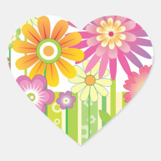 Flowers Happy Heart Sticker