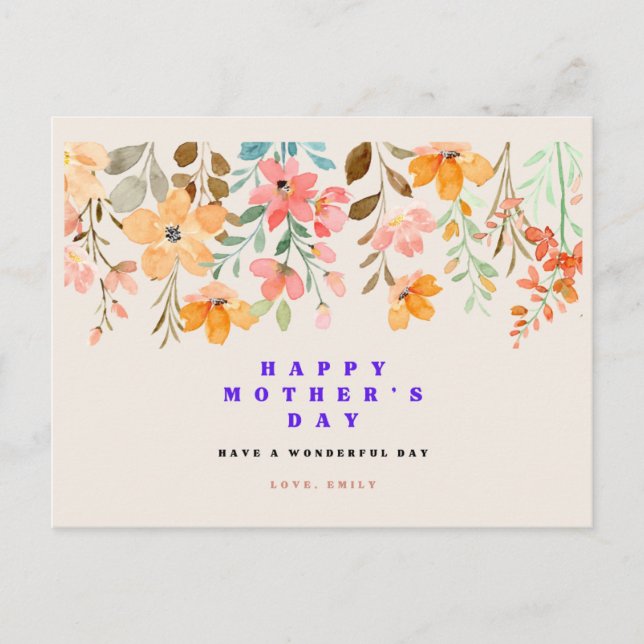 Flowers Happy Mothers Day Greeting Card (Front)