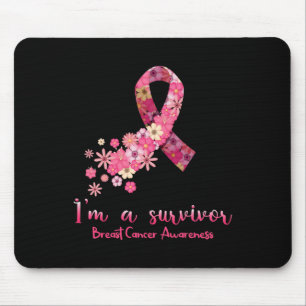 Flowers Heart I'm A Survivor Breast Cancer Awarene Mouse Pad