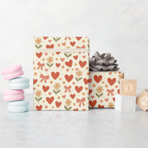 Flowers Hearts & Cute Bows - Wrapping Paper Roll