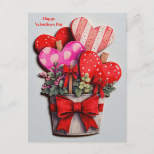 Flowers Hearts in a Pot Valentine`s Day Card 