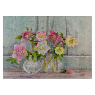 Flowers   Hellebores in Vases Cutting Board