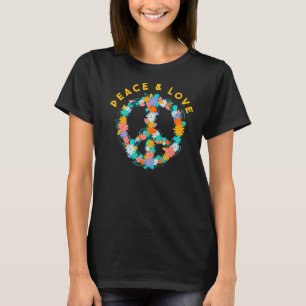 Flowers Hippie Costume Peace Sign Peace And Love T-Shirt