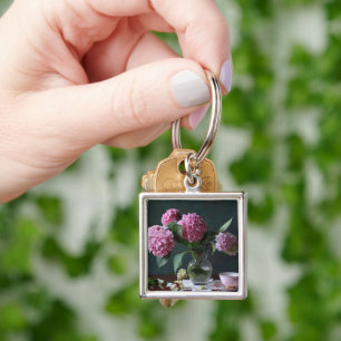 Flowers   Hydrangeas in Vase Key Ring