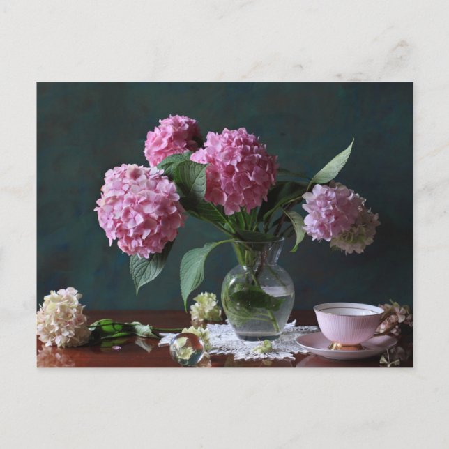 Flowers | Hydrangeas in Vase Postcard (Front)