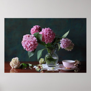 Flowers   Hydrangeas in Vase Poster
