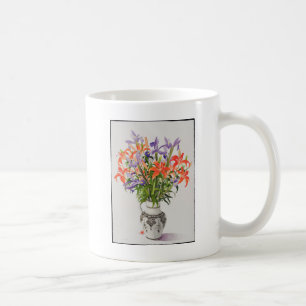 Flowers in a Black and White Jug Coffee Mug