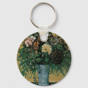 Flowers in a Blue Vase by Paul Cezanne Vintage Art Key Ring