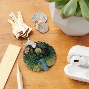 Flowers in a Blue Vase by Paul Cezanne Vintage Art Key Ring