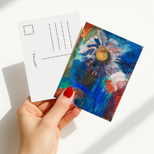 Flowers in a Blue Vase   Fritz Schaefler Postcard