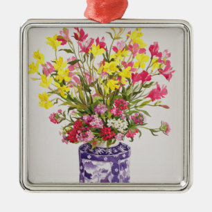 Flowers in a Chinese Jar Metal Ornament