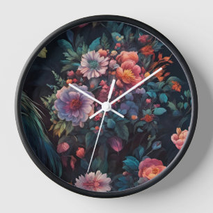 Flowers In a Colourful Garden Clock