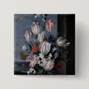 Flowers in a Crystal Vase, 1652 15 Cm Square Badge