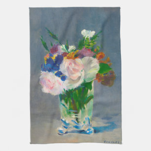 Flowers in a Crystal Vase by Manet Kitchen Towel