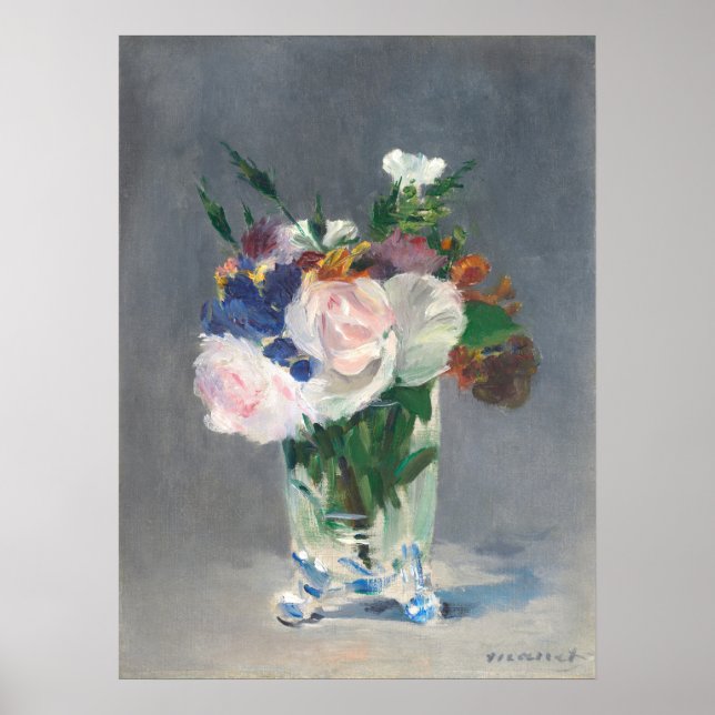 Flowers in a Crystal Vase - Edouard Manet Fine Art Poster (Front)