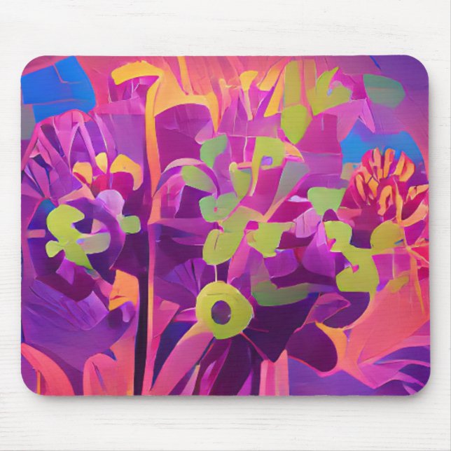 Flowers in a field colourful abstract digital art mouse pad (Front)