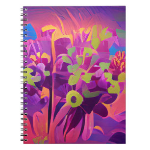 Flowers in a field colourful abstract digital art notebook