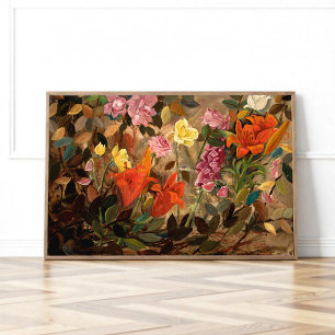 Flowers in a garden poster