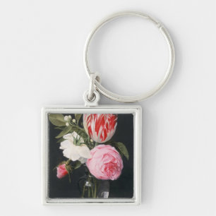 Flowers in a glass vase key ring
