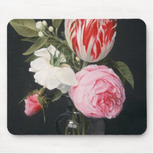 Flowers in a glass vase mouse pad