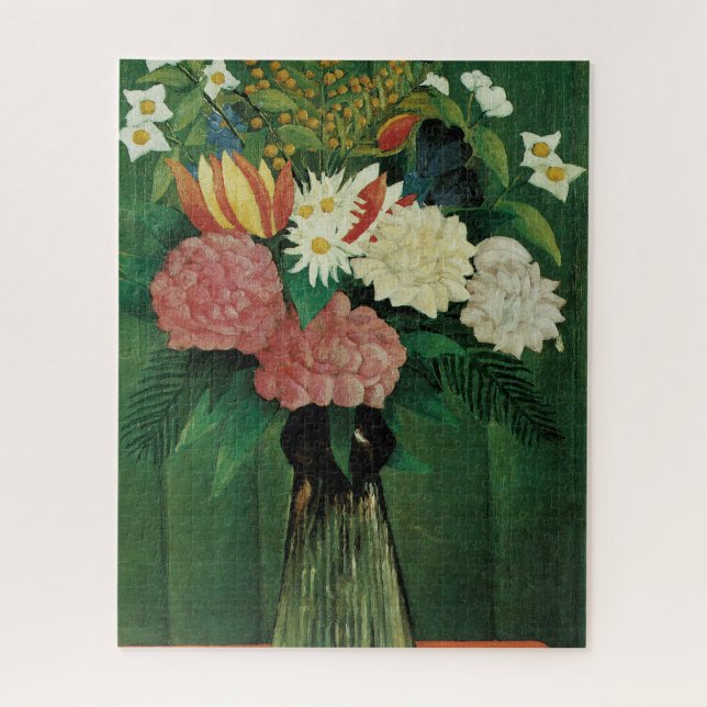 Flowers in a Green Vase Jigsaw Puzzle (Vertical)