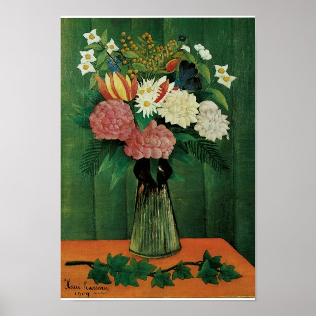 Flowers in a Green Vase Poster (Front)