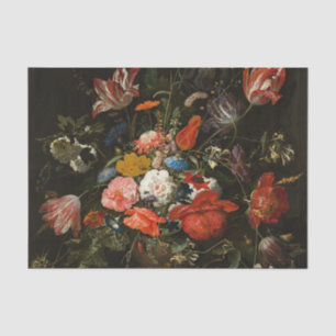 Flowers in a Metal Vase by Abraham Mignon Tissue Paper