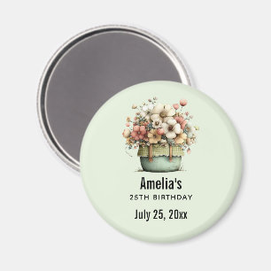 Flowers in a Pot Cosy Cute Birthday Party Date Magnet