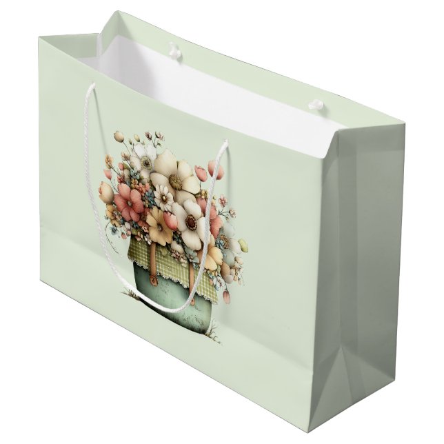  Flowers in a Pot Cosy Cute Large Gift Bag (Front Angled)