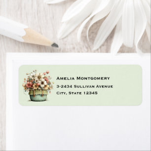 Flowers in a Pot Cosy Shabby Cute - Address Return Address Label