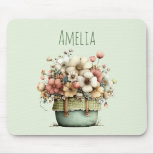Flowers in a Pot Cosy Shabby Cute Mouse Pad