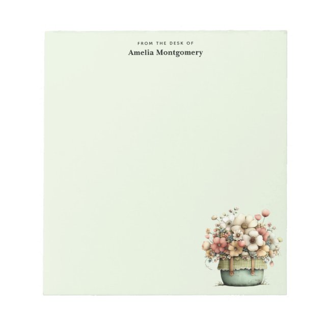 Flowers in a Pot Cosy Shabby Cute Notepad (Front)