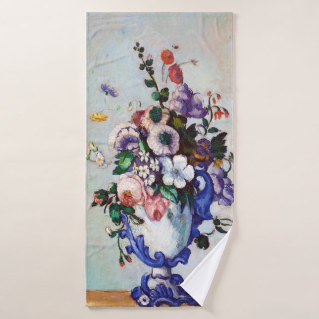 Flowers in a Rococo Vase, Paul Cezanne Bath Towel (Bath Towel)