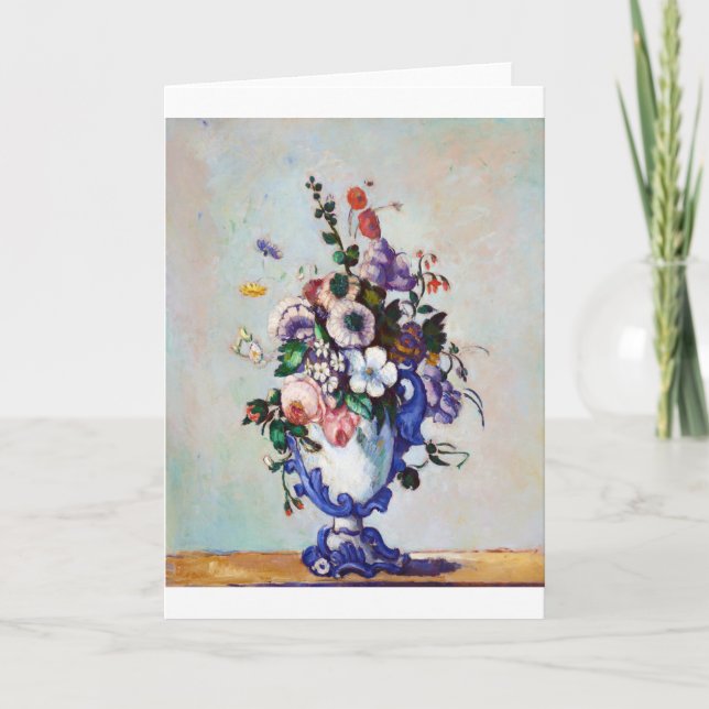 Flowers in a Rococo Vase, Paul Cezanne Card (Front)