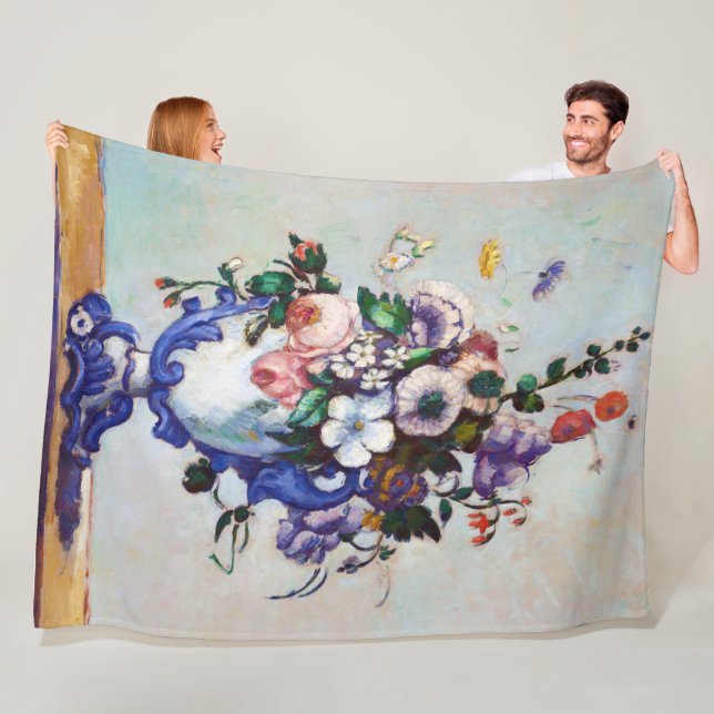 Flowers in a Rococo Vase, Paul Cezanne Fleece Blanket (In Situ)
