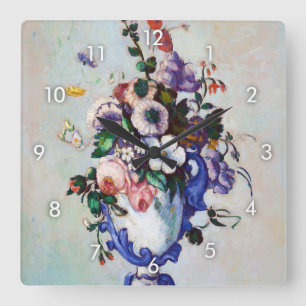 Flowers in a Rococo Vase, Paul Cezanne Square Wall Clock