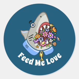 Flowers in a Shark Jaws (Feed me Love) Classic Round Sticker