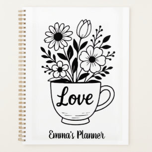 Flowers in a tea cup planner