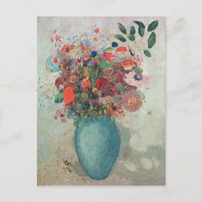Flowers in a Turquoise Vase, c.1912 Postcard (Front)