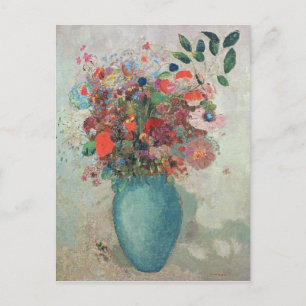 Flowers in a Turquoise Vase, c.1912 Postcard