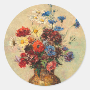 Flowers in a Vase, c.1910 Classic Round Sticker