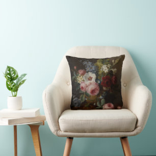 Flowers in a Vase on a Marble Ledge Cushion
