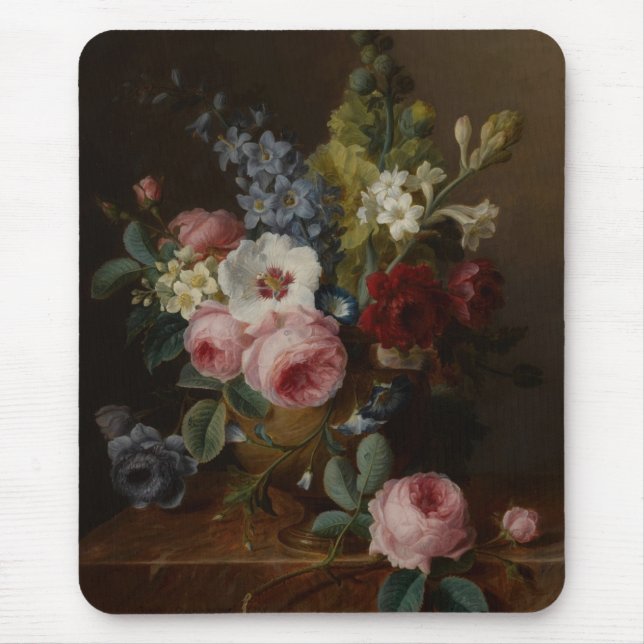 Flowers in a Vase on a Marble Ledge Mouse Pad (Front)