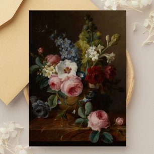 Flowers in a Vase on a Marble Ledge Postcard