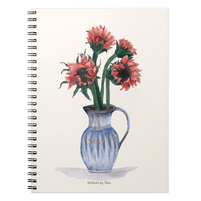 Flowers in a Vase Watercolor Notebook (Front)