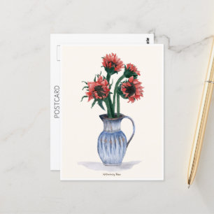 Flowers in a Vase Watercolor Postcard